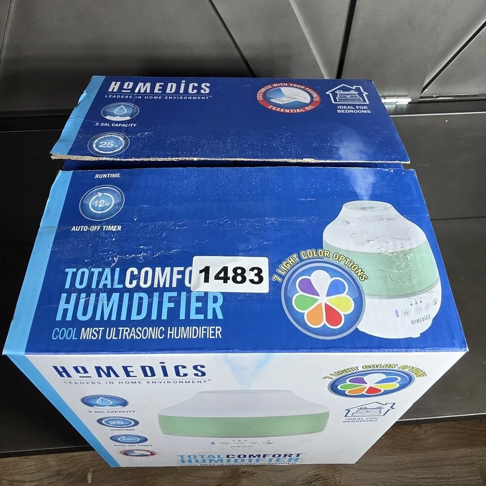 Homedics TotalComfort Cool Mist Ultrasonic Table Top Humidifier - White New Open